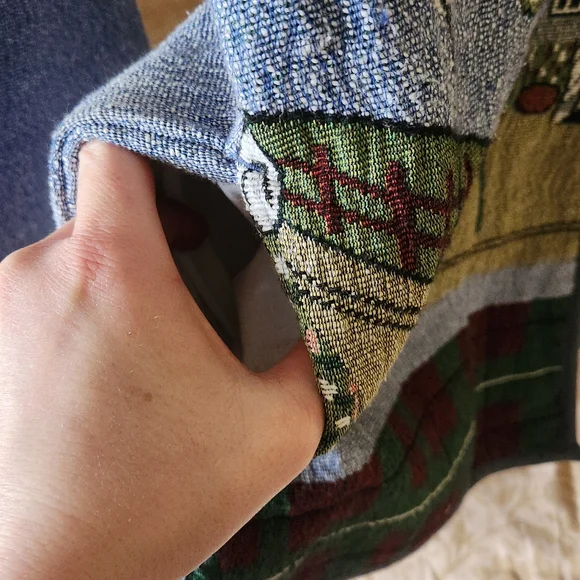 Vintage Blair Seaside Horse Dog Tapestry Jacket Womens Large Button Up Coastal - Picture 6 of 7